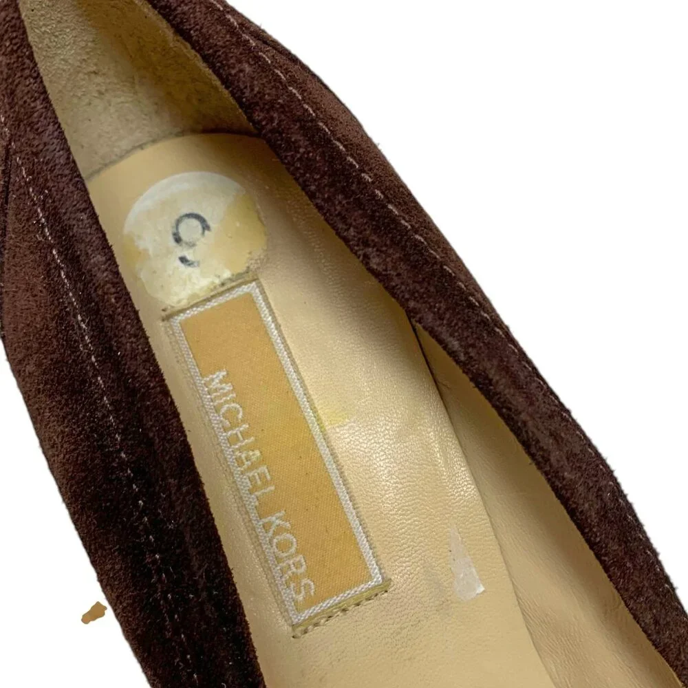 MICHAEL‎ KORS Italian Chocolate Suede Penny Loafer Pump Heels